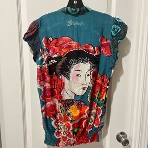 Desigual Multicolor Artistic Blouse, Ruched Hem